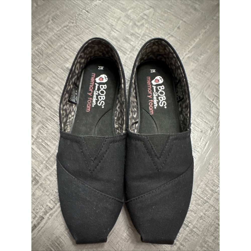 Skechers BOBS Shoes Womens 7 Plush Peace‎ and Love Loafer Flats 33645 Black